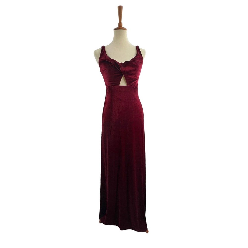 Lovely Twist Front Velvet Cutout Maxi Cabernet Size 0 New